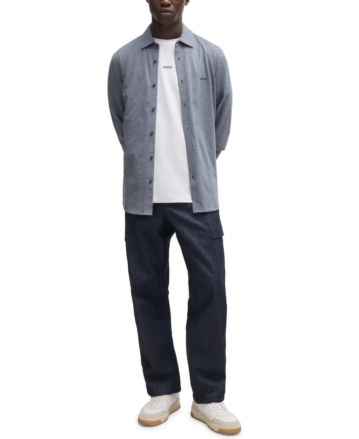 Hugo Boss Boss By  Men's Melange Slim-fit Casual Shirt In Open Blue