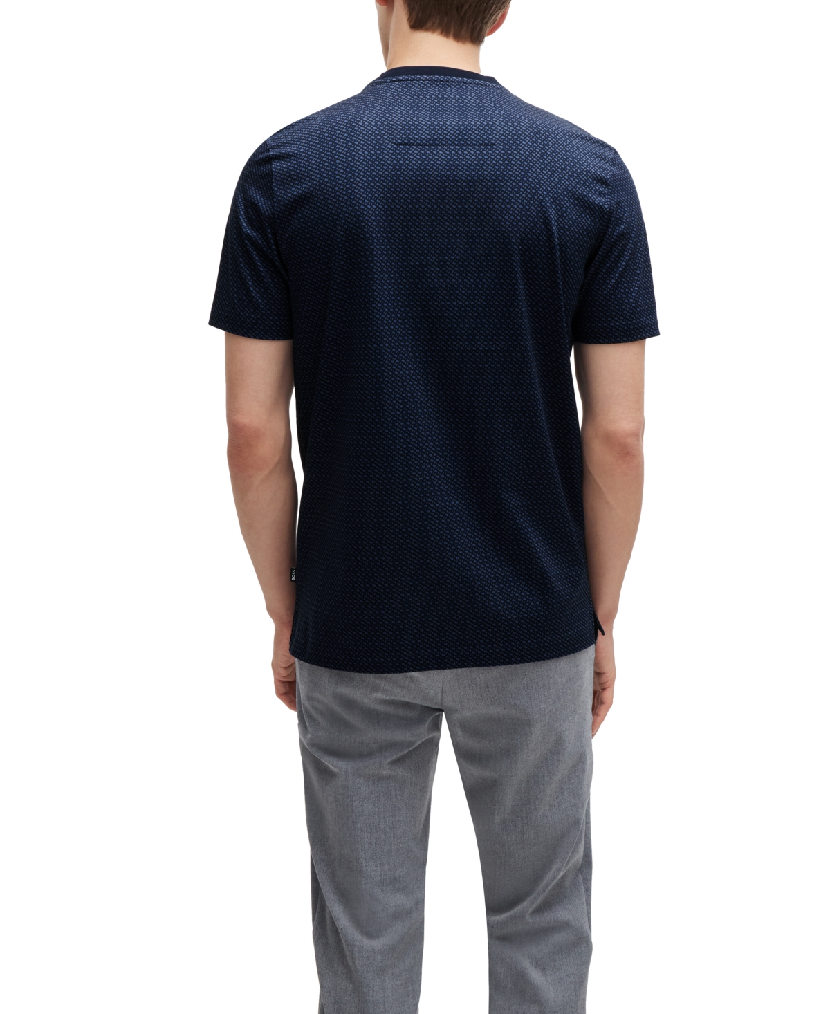Hugo Boss Boss By  Men's Two-tone Monogram T-shirt In Dark Blue