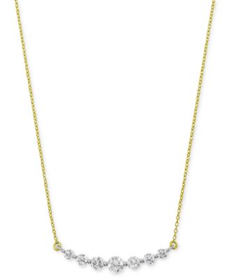 Macy's - Diamond Graduated Bar Statement Necklace (1 ct. t.w.) in 14k Gold & White Gold, 16" + 2" extender