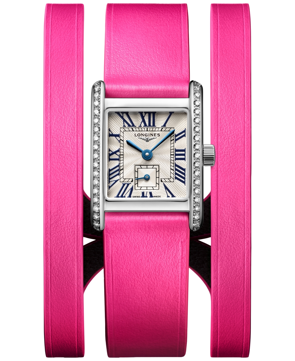 Women's Swiss Mini Dolcevita Diamond (3/8 ct. t.w.) Pink Three-Row Leather Strap Watch 29mm