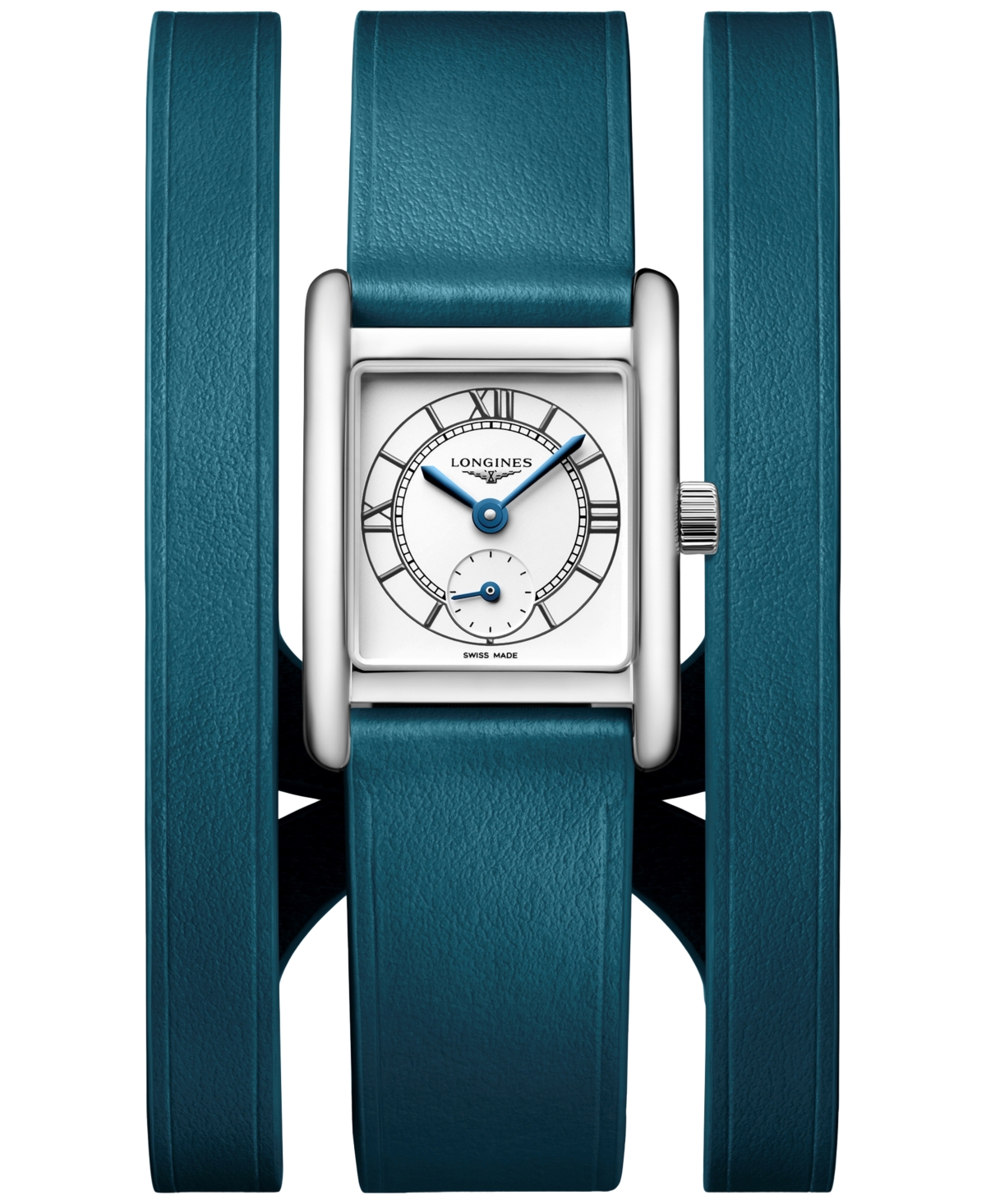 Longines Women's Swiss Mini Dolcevita Teal Three-row Leather Strap Watch 29mm In No Color