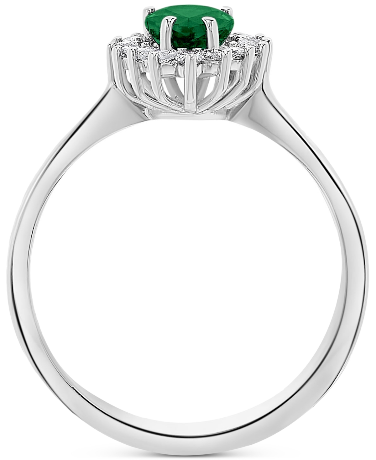 (5/8 ct. t.w.) & Diamond (1/5 ct. t.w.) Pear Halo Ring in 14k White Gold (Also in Ruby & Sapphire) - Emerald