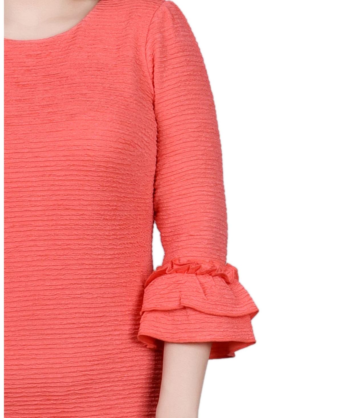 Ny Collection Petite 3/4 Sleeve Textured Knit Dress