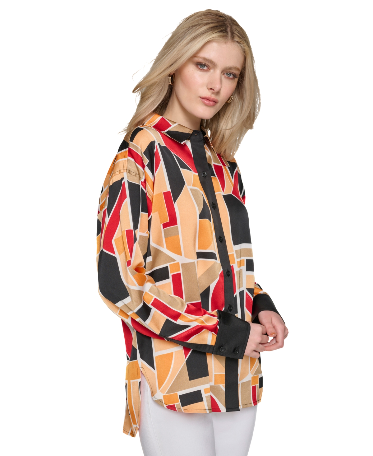 Karl Lagerfeld Paris Women's Oversized Printed Blouse -mrm