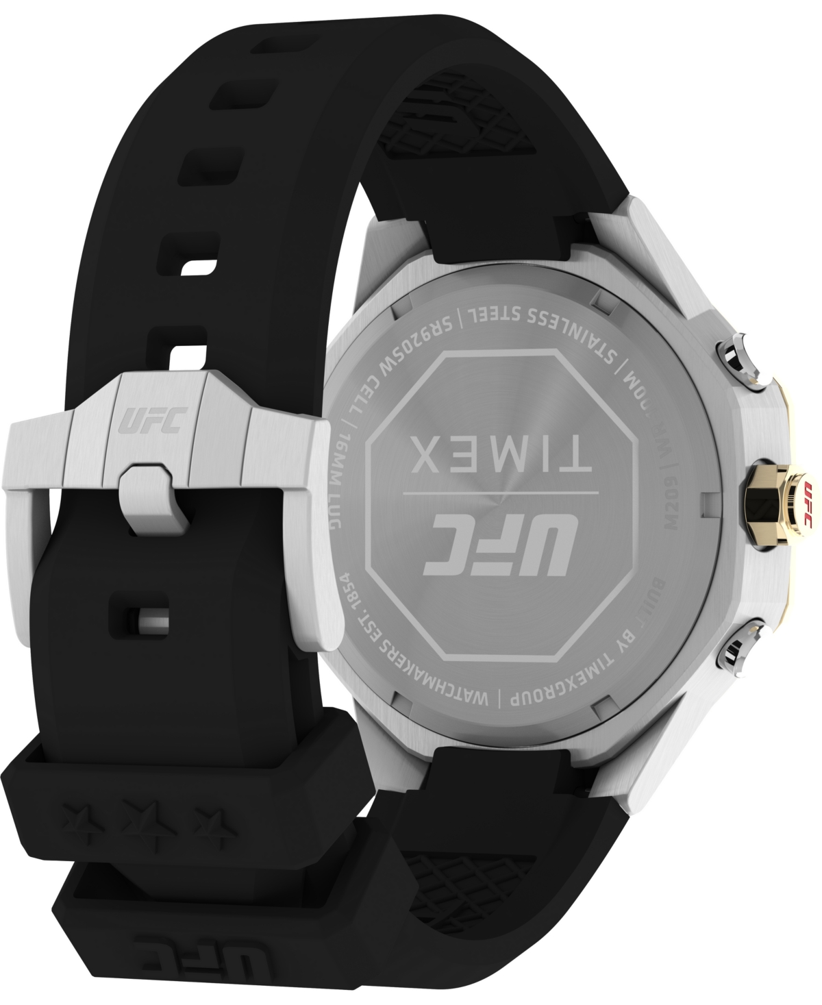 Shop Timex Unisex Ufc King Analog Black Silicone Strap 45mm Octagonal Watch
