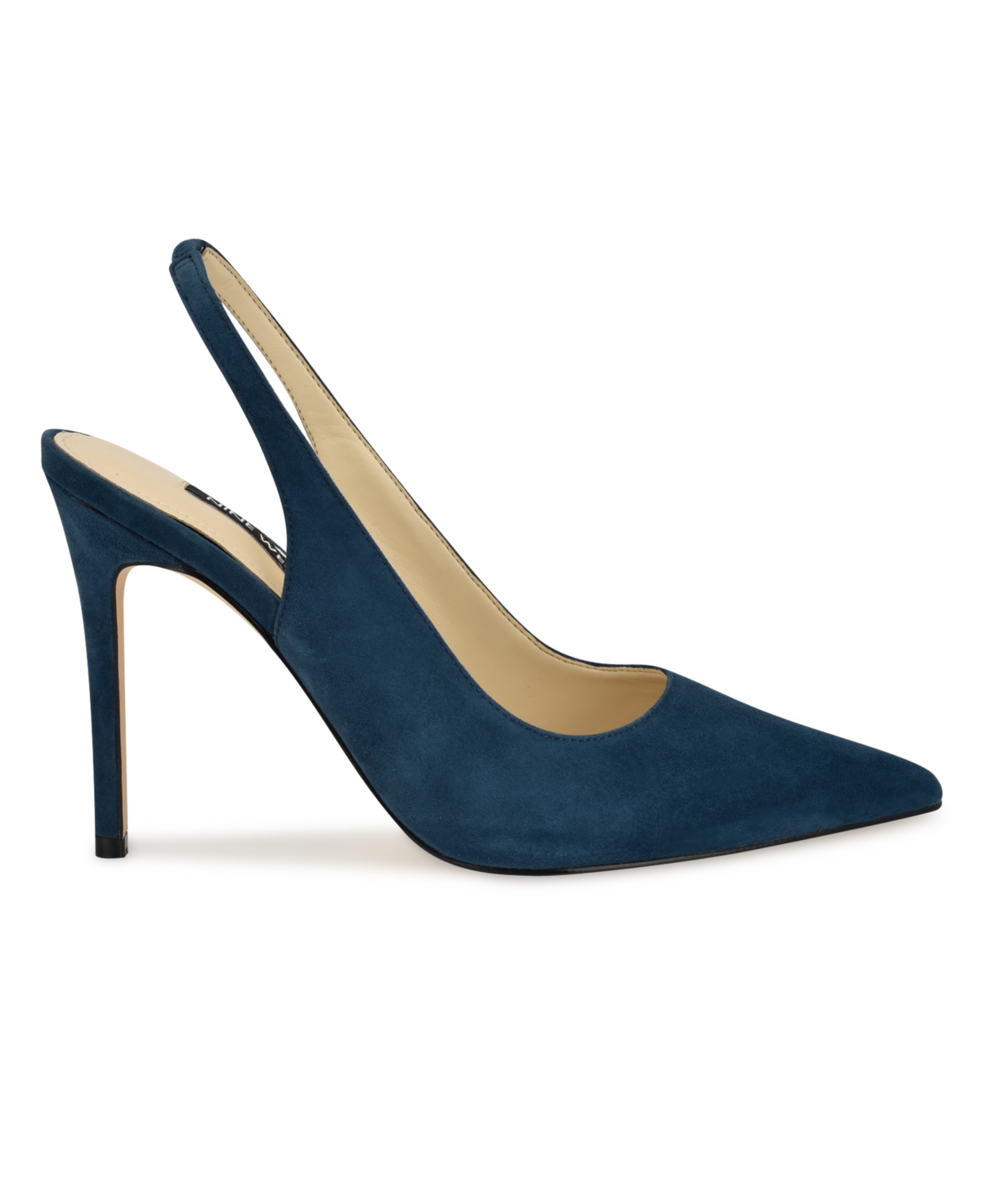 Nine West Women's Feather Pointy Toe Slingback Dress Pumps In Navy Suede