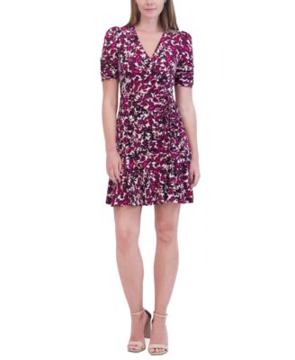 Jessica Howard - Women's Ruched Flounce-Hem A-Line Dress