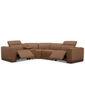 Lovro 5-Pc. Leather Sectional with 2 Power Motion Chairs & 1 Console, Created for Macy's