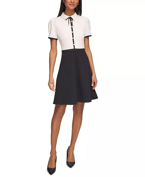 women's collared contrast-trim dress