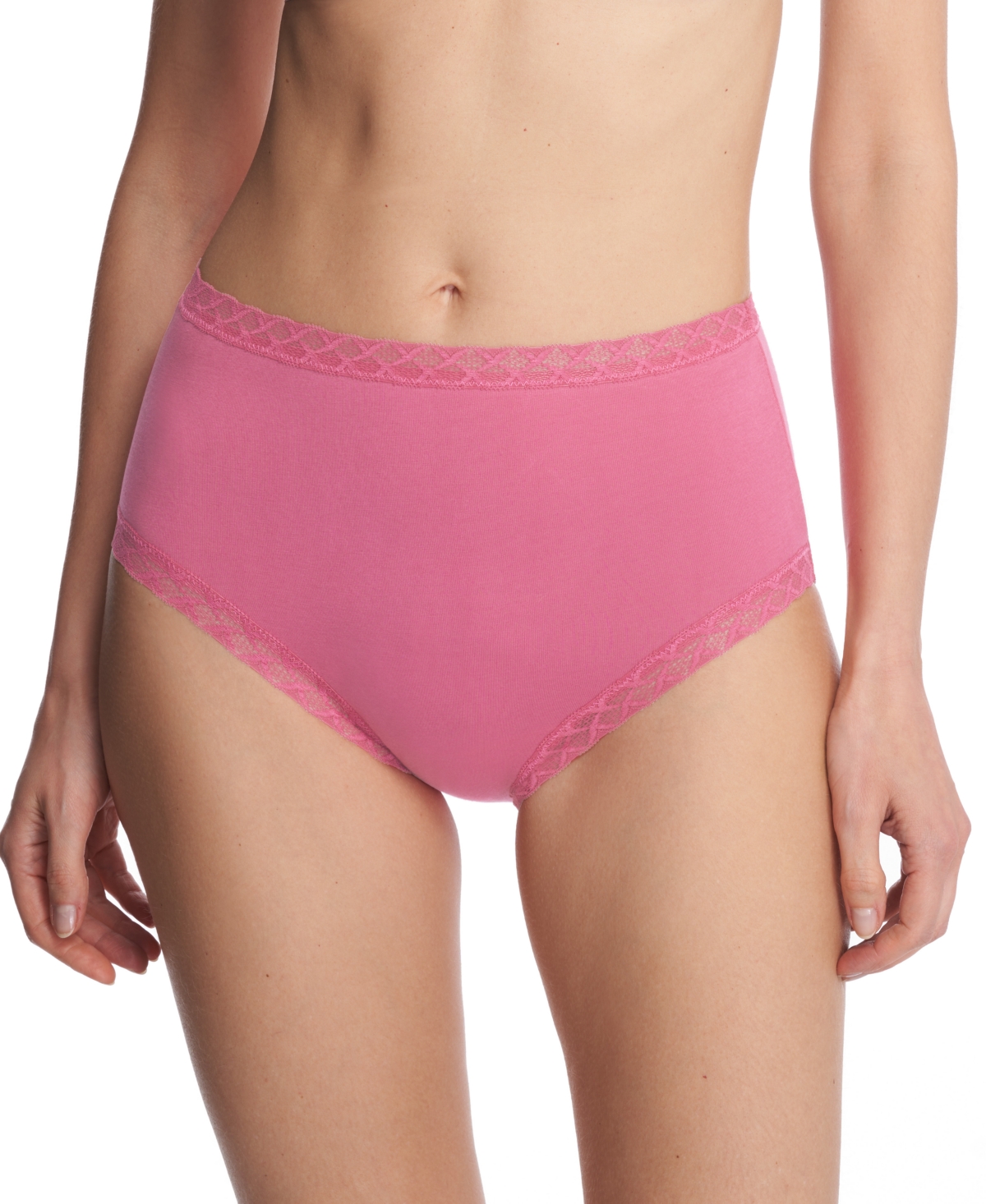 Natori Bliss Lace-Trim High Rise Cotton Brief