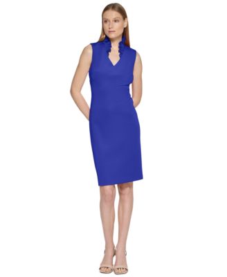 Calvin Klein - Women's V-Neck Scuba-Crepe Sheath Dress
