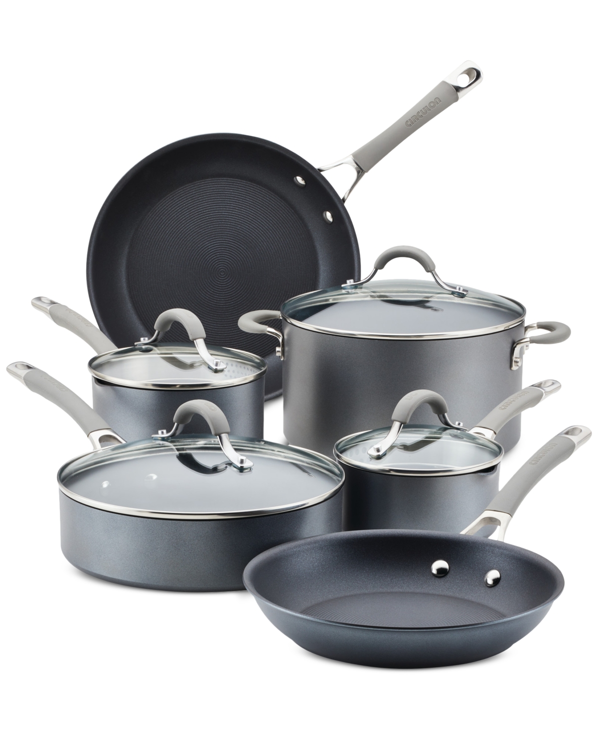 Circulon Elementum Hard-anodized Aluminum 10-pc. Cookware Set In Black