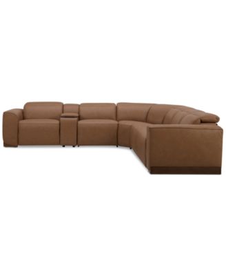 Lovro 7-Pc. Leather Sectional with 3 Power Motion Chairs & 1 Console, Created for Macy's