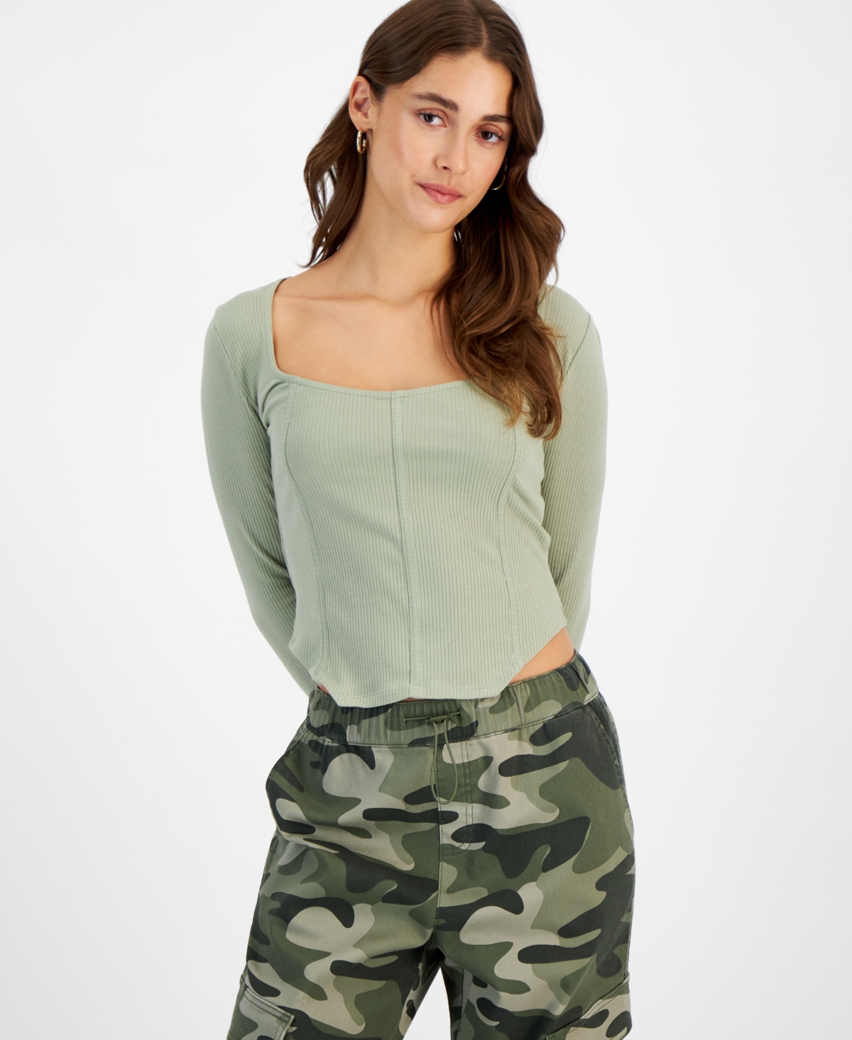 Just Polly Juniors' Ribbed Corset Top