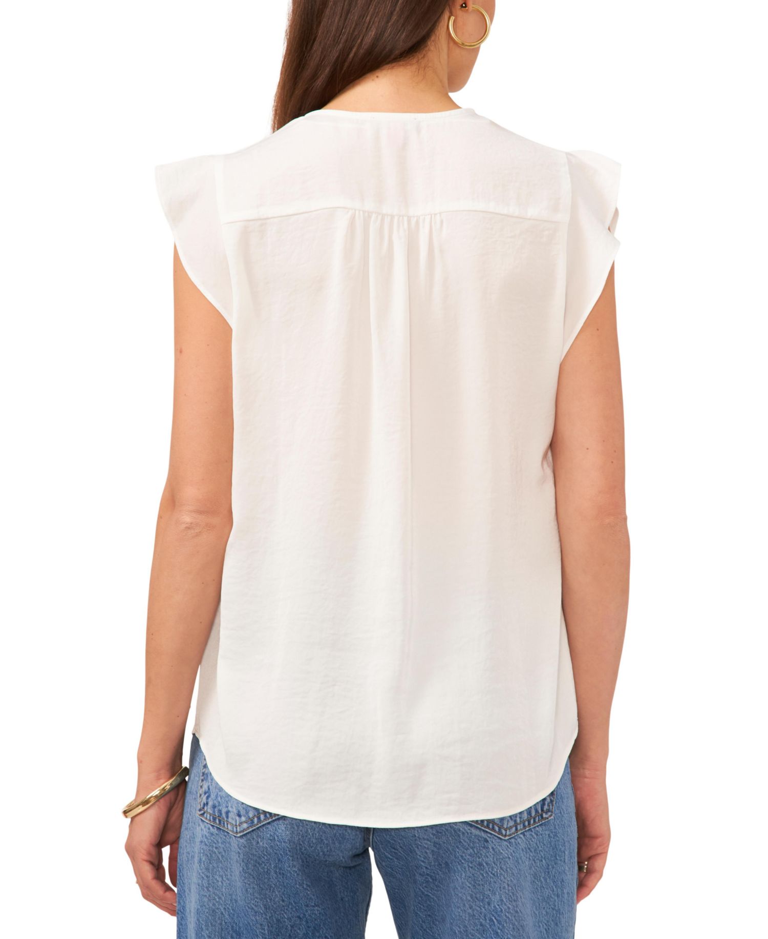 Women's V-Neck Short-Ruffle-Sleeve Top