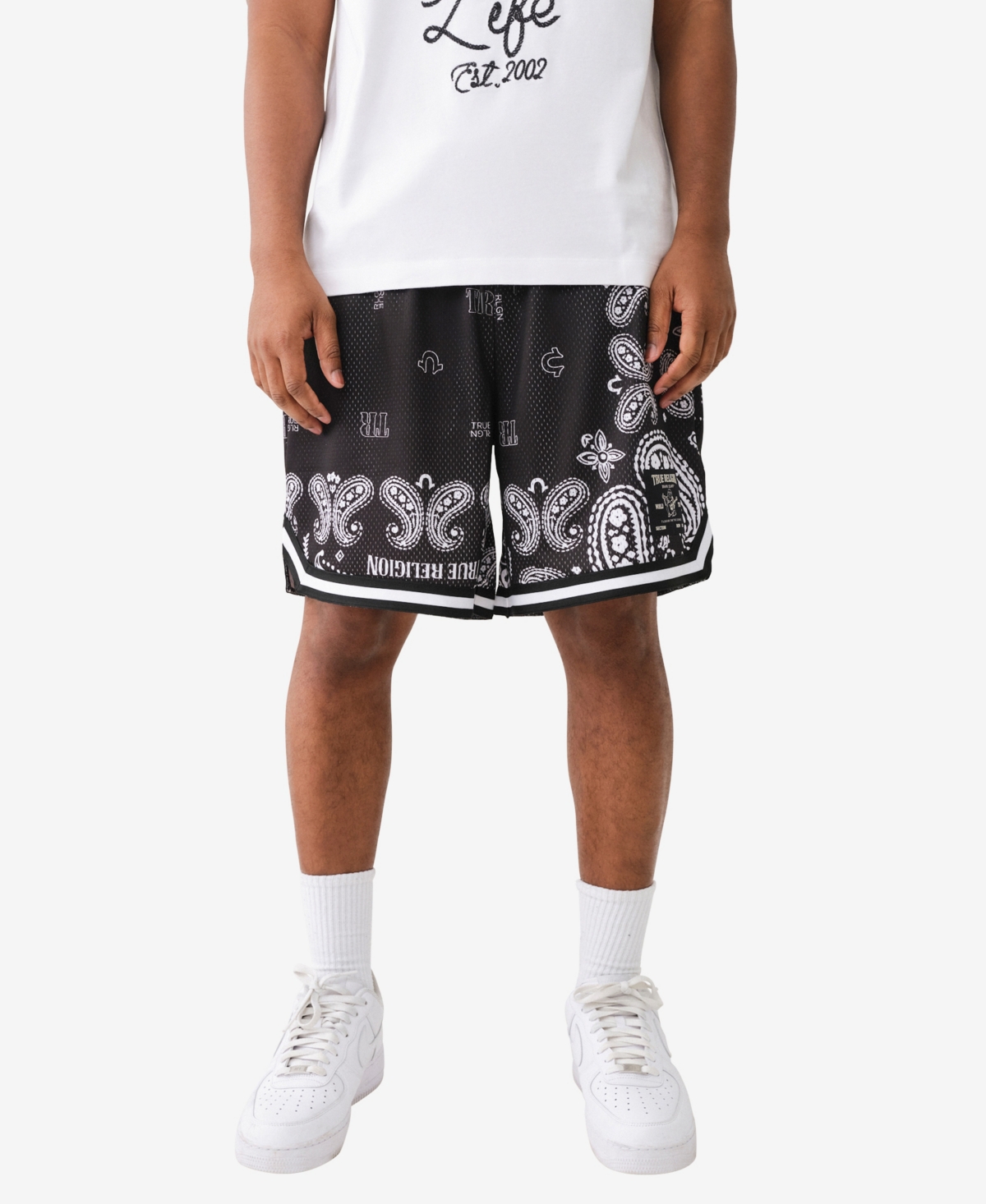 Shop True Religion Men's Bandana Sublimation Shorts In Jet Black