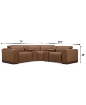 Lovro 5-Pc. Leather Sofa with 2 Power Motion Chairs & 2 Consoles, Created for Macy's