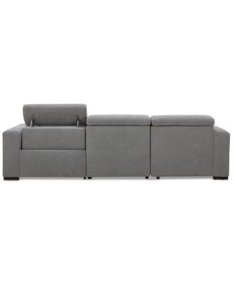 Nevio 3-Pc. Fabric Power Headrest Sectional and Chaise with 1 Power Motion Chair