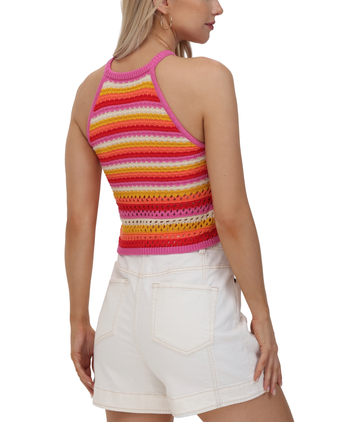 Frye Women's Striped Crochet Halter Tank