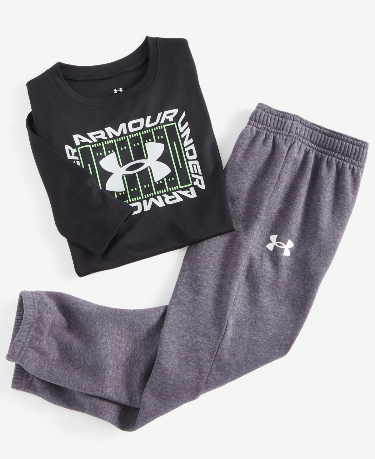 Under Armour Toddler & Little Boys 2-Pc. Touchdown Logo Graphic Performance T-Shirt & Brushed Fleece Joggers Set