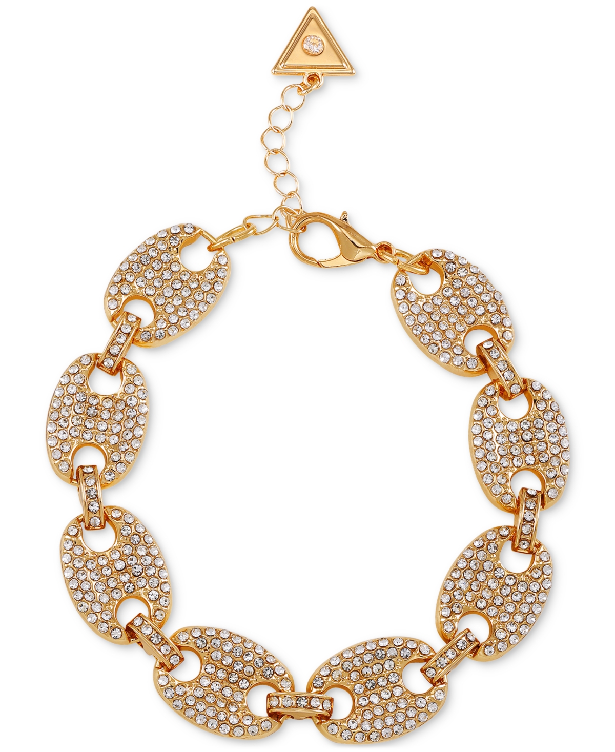 GUESS GOLD-TONE PAVE LINK STATEMENT FLEX BRACELET 