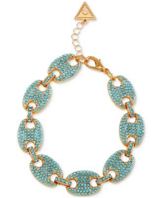 GUESS Gold-Tone Pavé Link Statement Flex Bracelet - Macy's