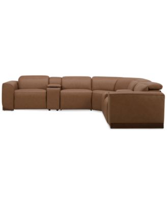 Lovro 7-Pc. Leather Sectional with 3 Power Motion Chairs & 2 Consoles, Created for Macy's