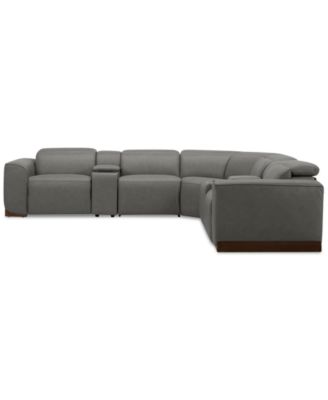 Lovro 7-Pc. Leather Sectional with 3 Power Motion Chairs & 2 Consoles, Created for Macy's