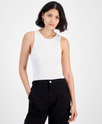 Hippie Rose - Juniors' Ribbed Knit Crewneck Sleeveless Bodysuit
