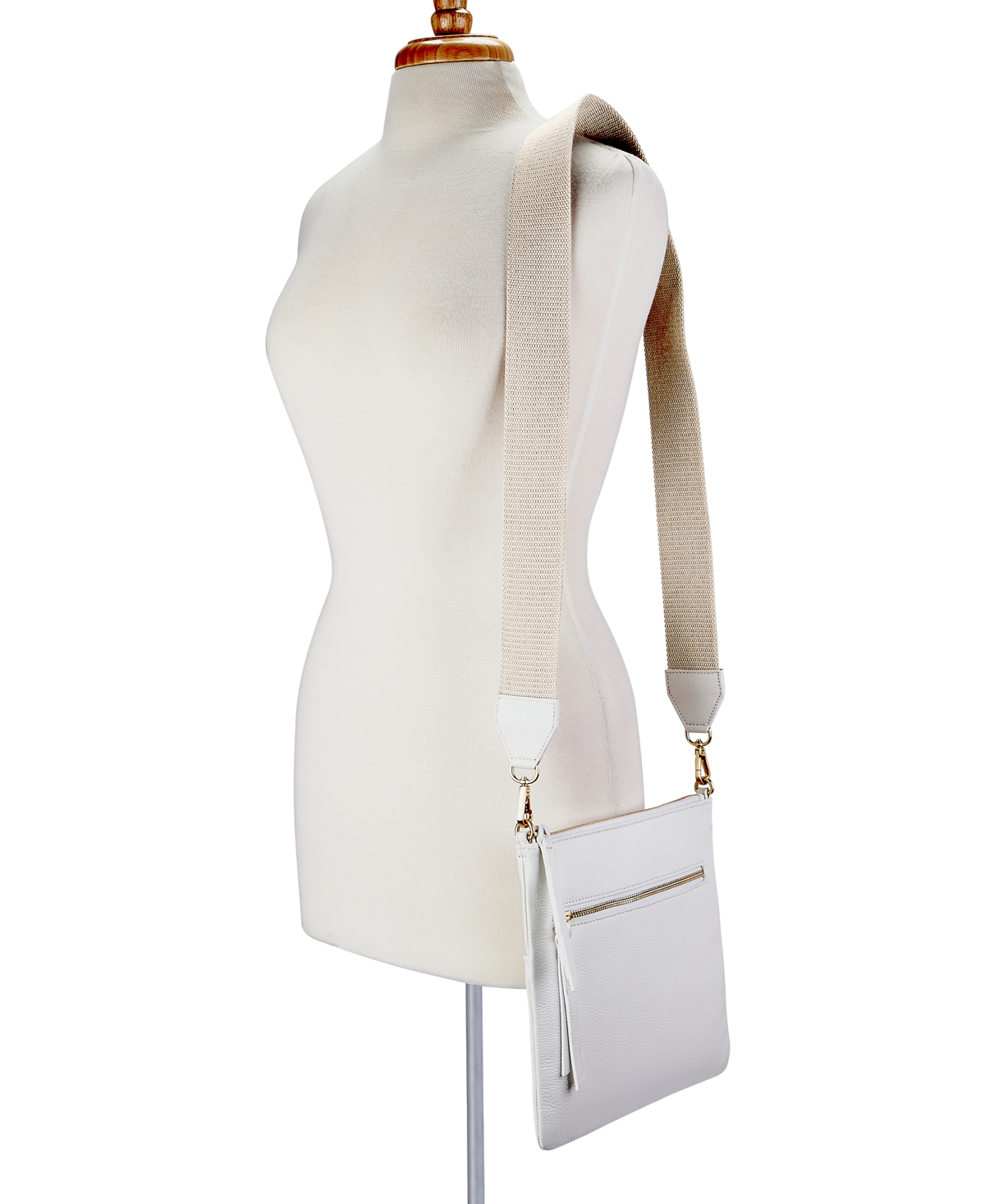 Shop Gigi New York Kit Leather Messenger Bag In White