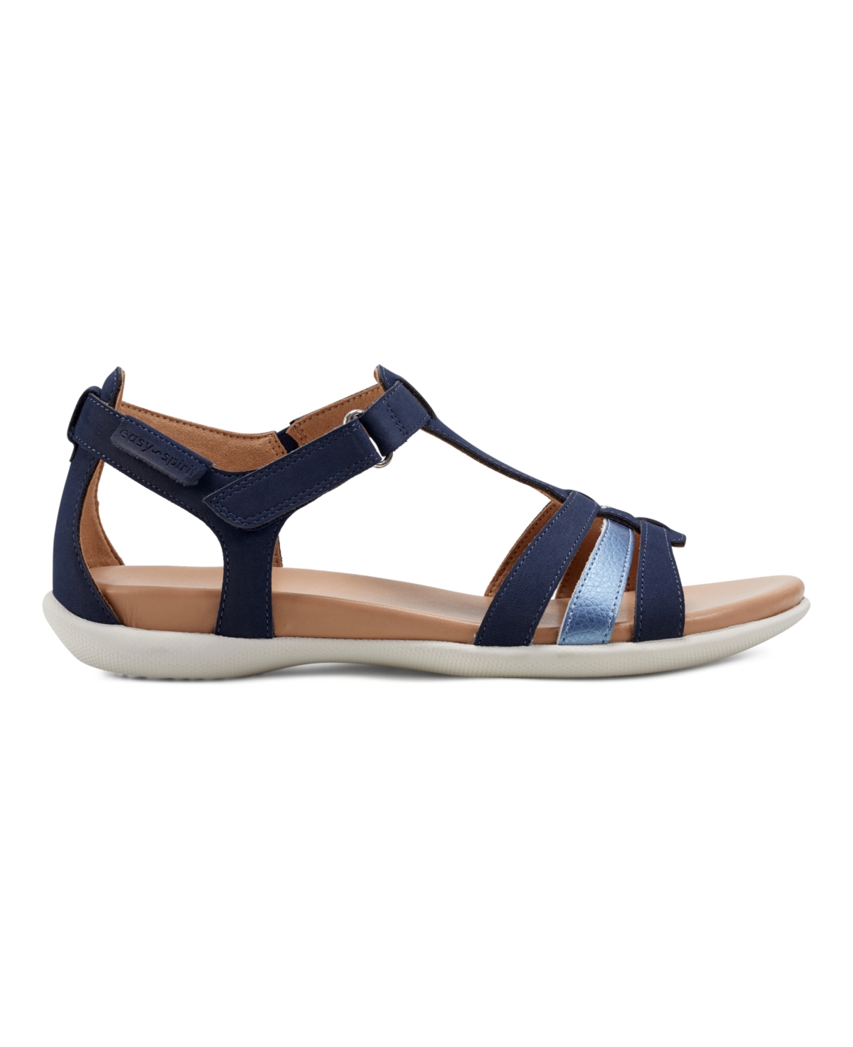 Easy Spirit Women's Leia Round Toe Strappy Flat Sandals - Pearlized Blue