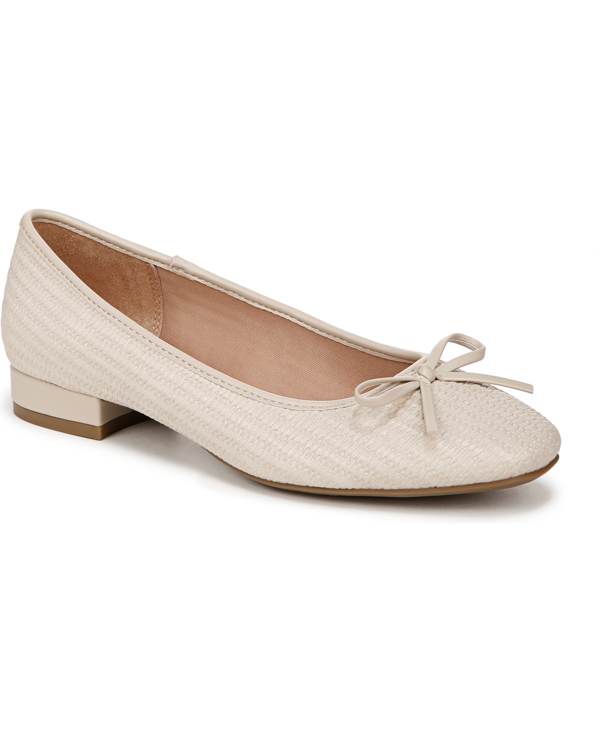 Cheers Woven Ballet Flats - Almond Milk Faux Leather