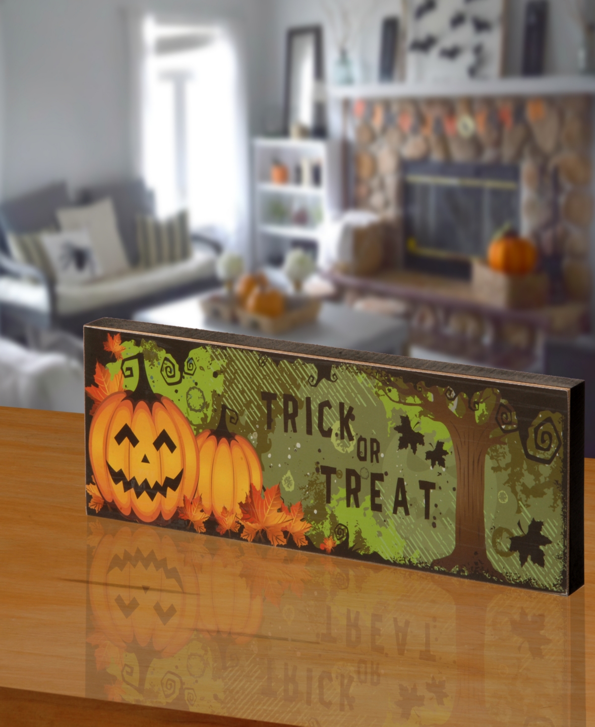 National Tree Company 4" Trick Or Treat Hanging Wall Decoration, Halloween Collection In Green