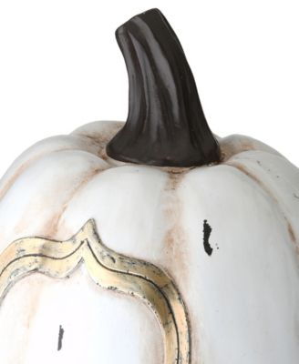 13" White Pumpkin BOO Sign Decoration, Halloween Collection
