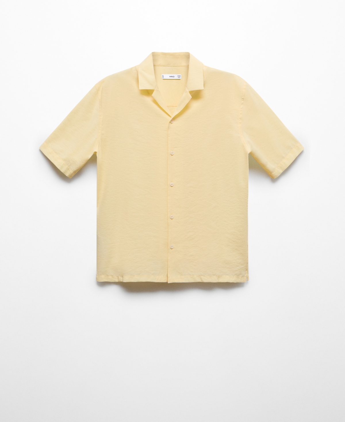 Shop Mango Men's Bowling Collar Modal Shirt In Yellow