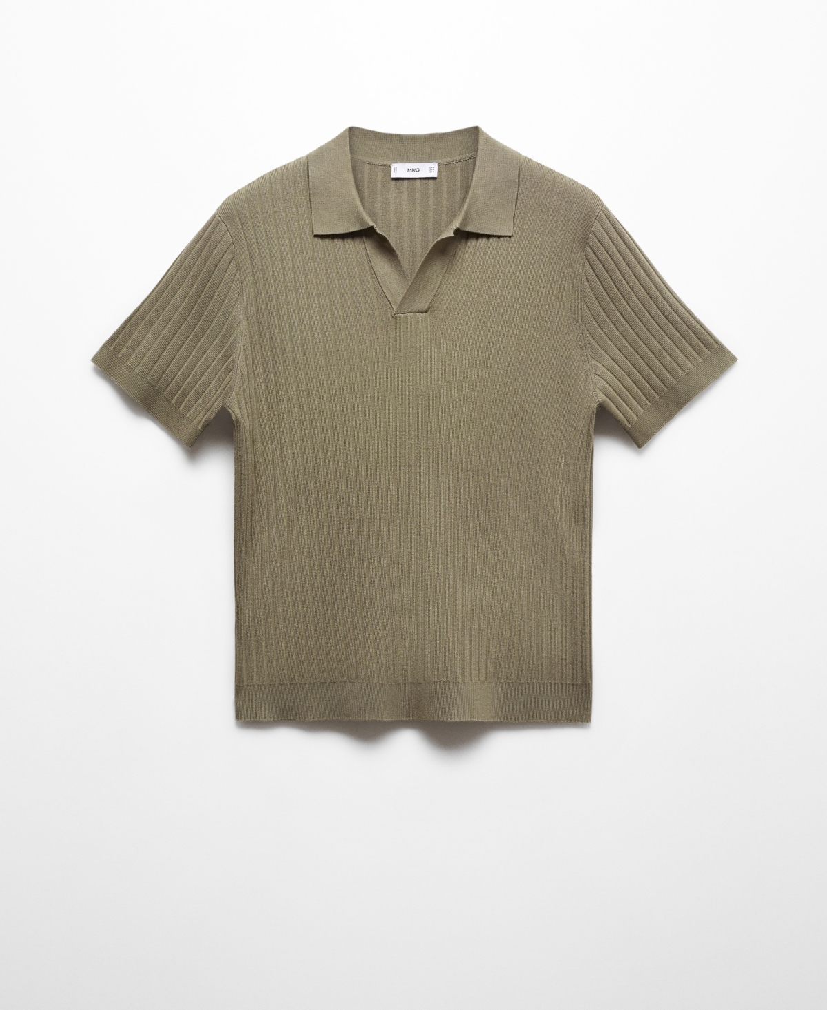 Shop Mango Men's Short Sleeve Ribbed Knit Polo Shirt In Medium Green