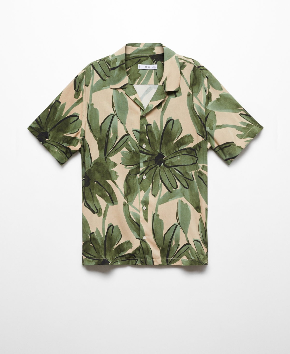 Shop Mango Men's Regular Fit Tropical Print Shirt In Green