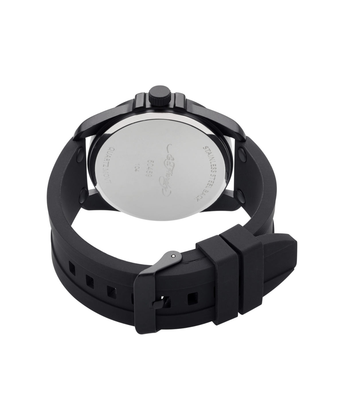 Shop Ed Hardy Men's Matte Black Silicone Strap Watch 46mm In Black Sunray,matte Black