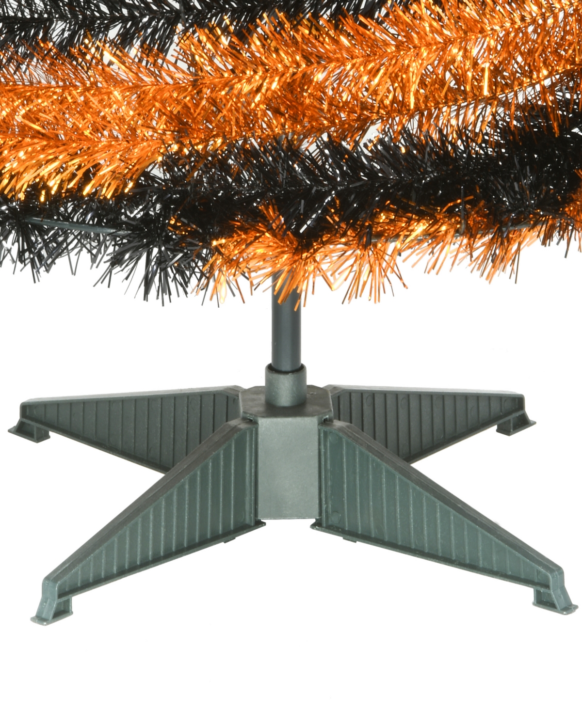 National Tree Company 7.5' Artificial Halloween Tree, Black and Tinsel, Includes Stand, Halloween Collection - Orange