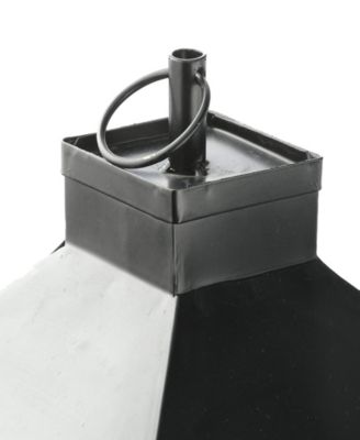 16" Halloween Lantern with LED Lights, Carved Images of Bats and Cobwebs, Halloween Collection