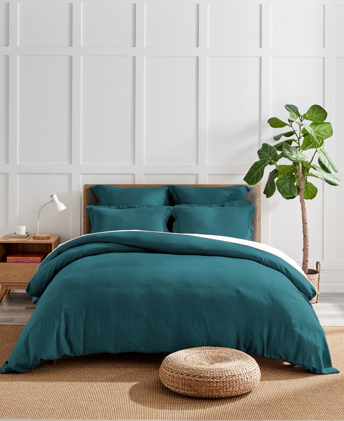 Levtex Washed Linen Solid Duvet Cover, King/california King In Green