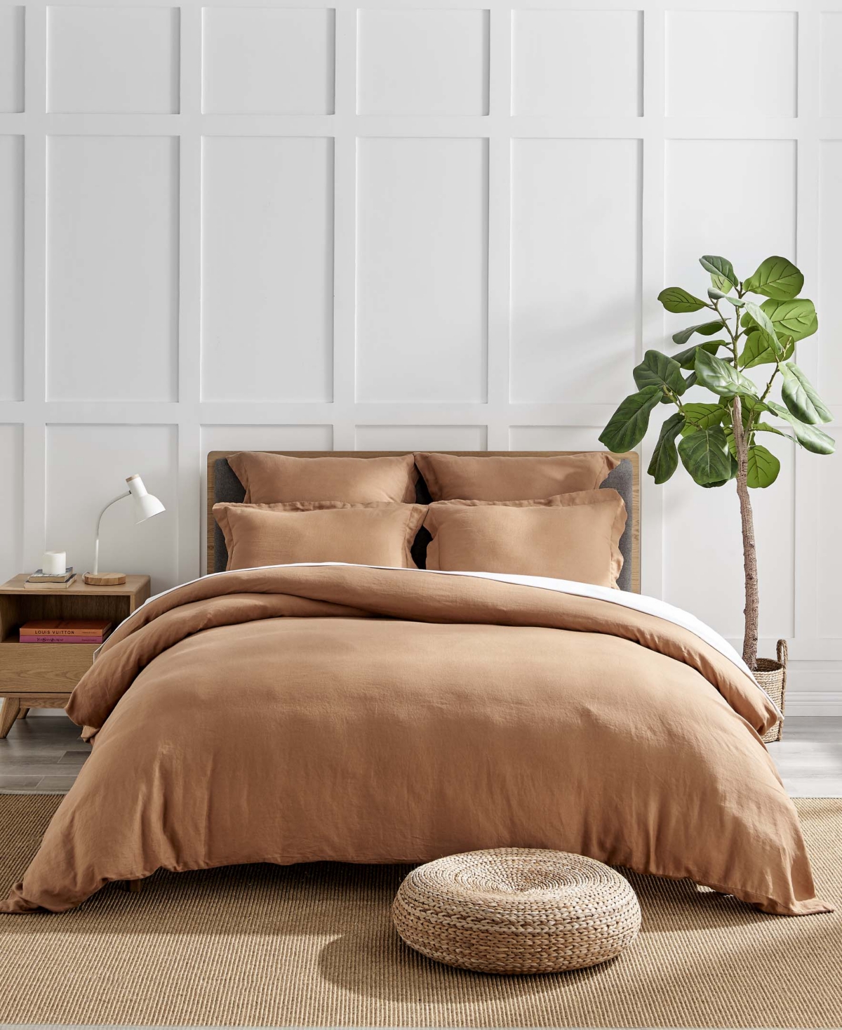 Levtex Washed Linen Solid Duvet Cover, King/california King In Brown