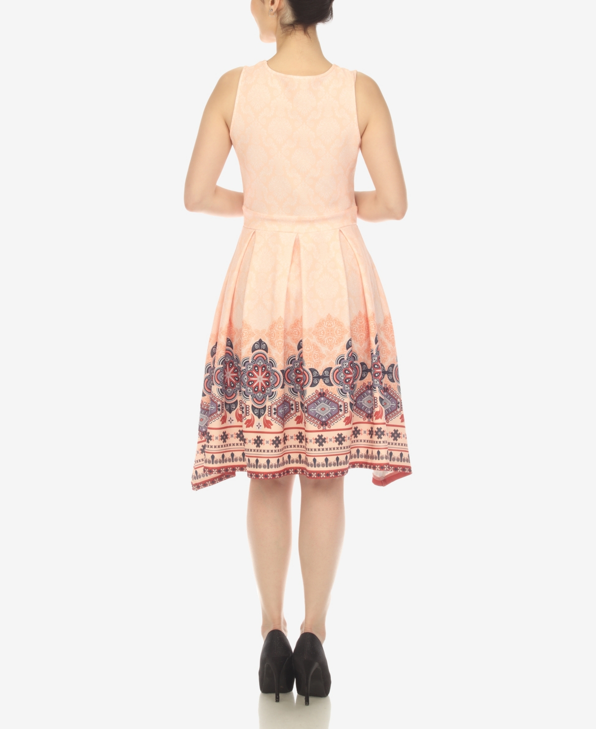 White Mark Plus Size Fit And Flare Knee Length Dress In Multi