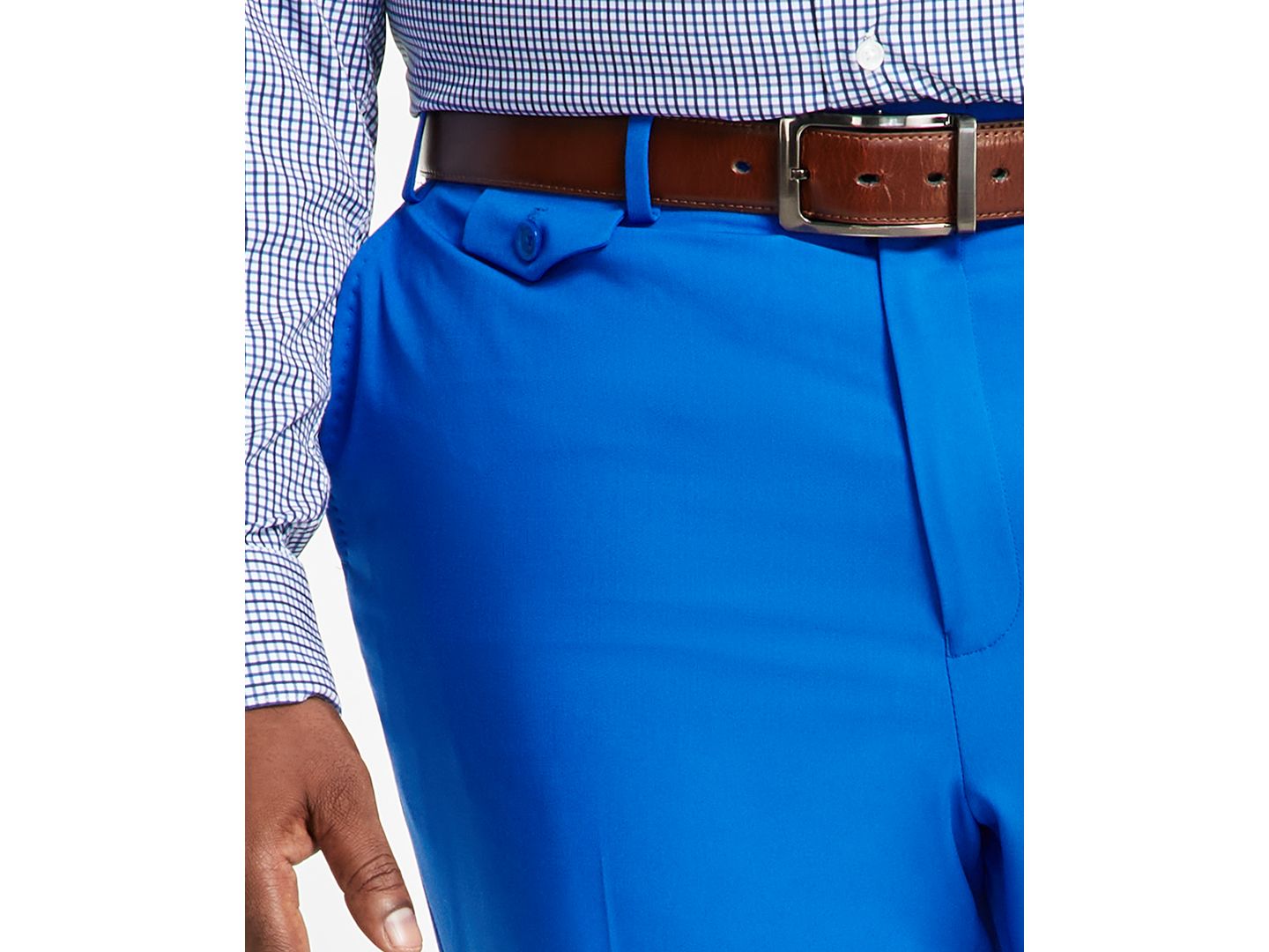 Мужские брюки Tayion Collection Classic-Fit Solid Suit Separate Pant - Macy's, цвет: Королевский синий — фото 7