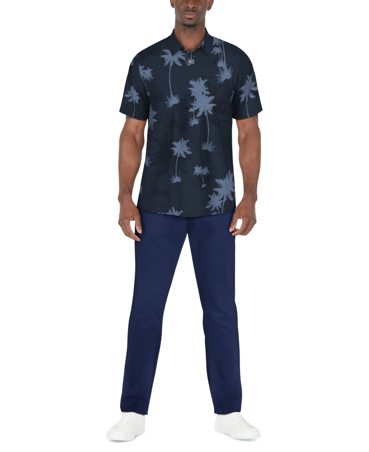 Pga Tour Men's Oversized Palm Print Short Sleeve Performance Polo