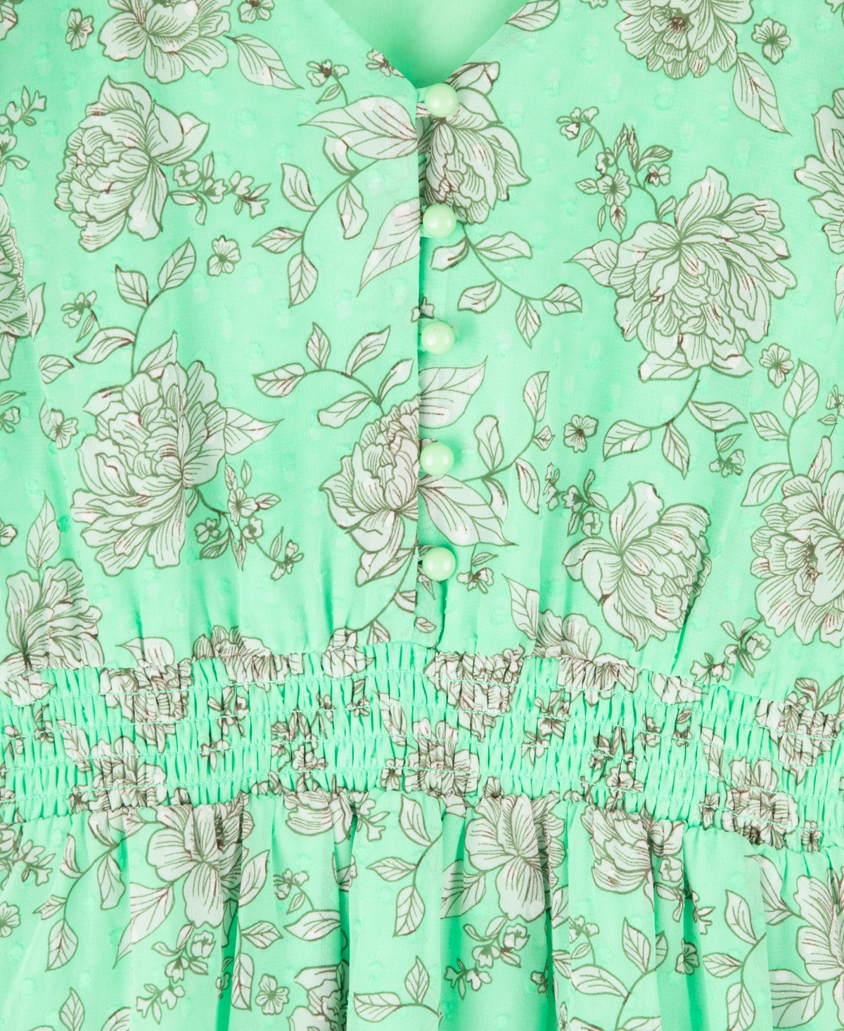 Emerald Sundae Big Girls Short Sleeve Lime Floral Chiffon Dress -white