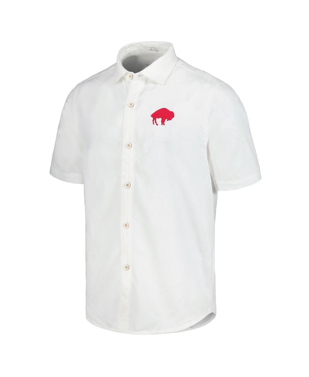Tommy Bahama Tommy Men's Bahama White Buffalo Bills Sport Coconut Point Palm Vista Islandzone Button-up Camp Shir In White