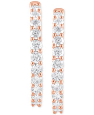 Lab Grown Diamond In & Out Small Hoop Earrings (3 ct. t.w.) in 14k White, Yellow or Rose Gold