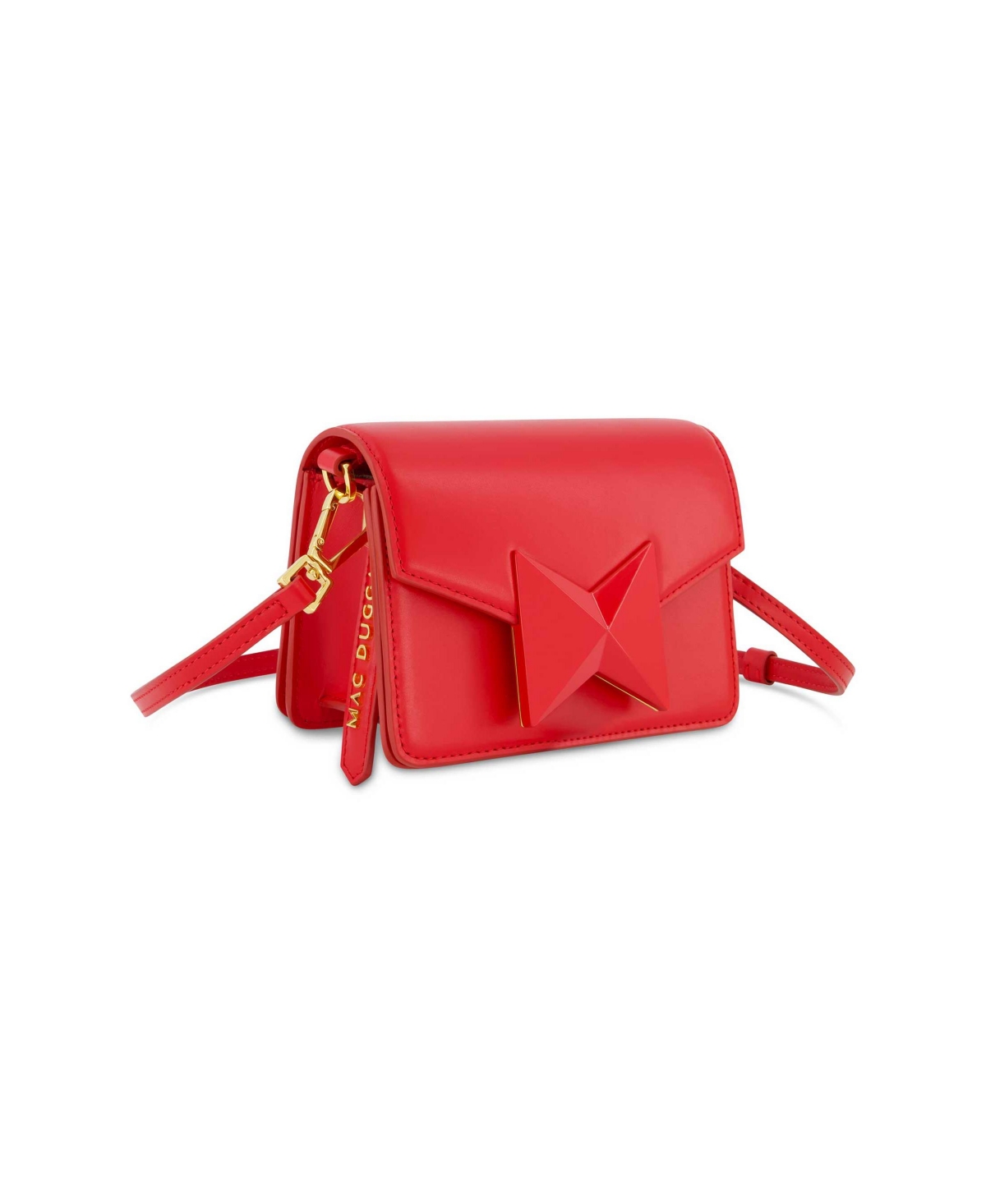 Mini Leather Gold Strap Crossbody Bag - Cherry