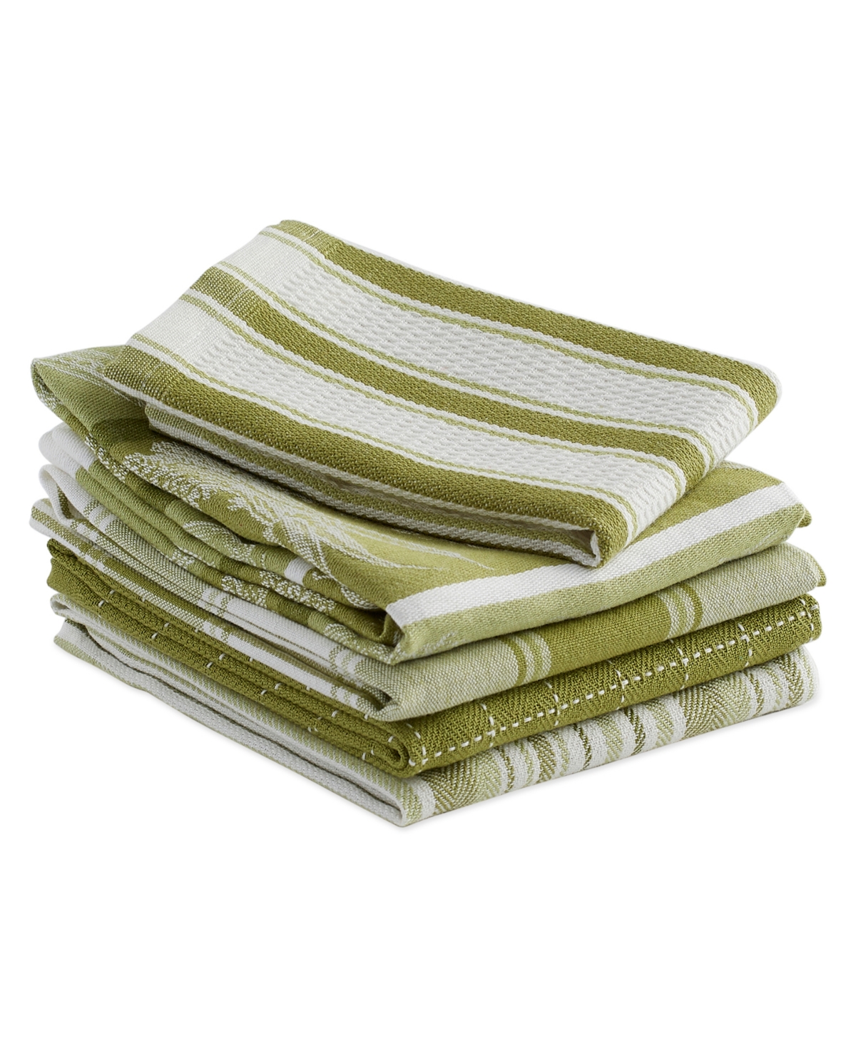 Design Imports Assorted Pattern, Kitchen Collection, Dishtowels Dishcloth, Parsley Green, 5 Piece In Parsley